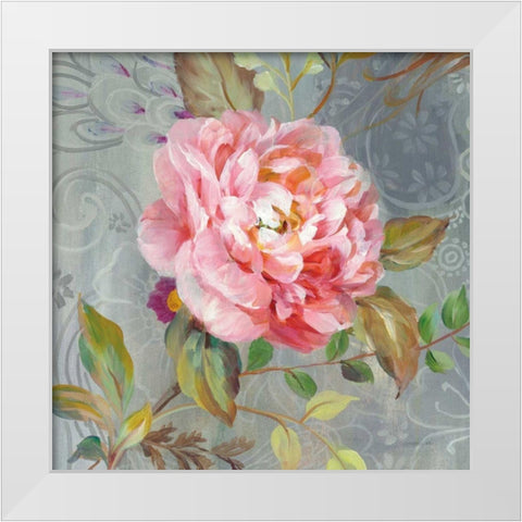 Peonies and Paisley II White Modern Wood Framed Art Print by Nai, Danhui