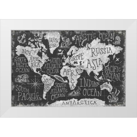 Mythical Map I White Modern Wood Framed Art Print by Urban, Mary