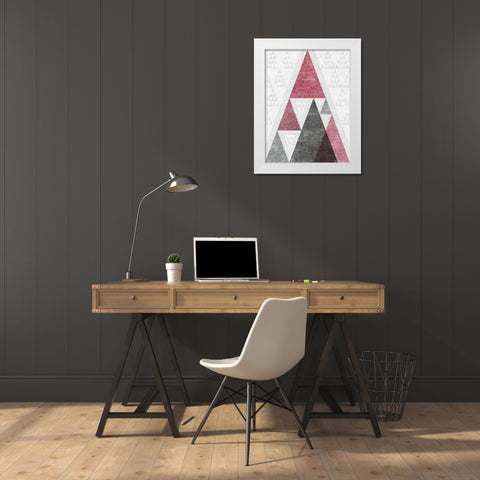 Mod Triangles III Soft Pink White Modern Wood Framed Art Print by Mullan, Michael