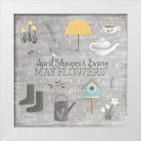 Smitten With Spring II White Modern Wood Framed Art Print by Marshall, Laura