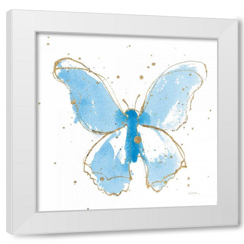 Gilded Butterflies II White Modern Wood Framed Art Print by Novak, Shirley