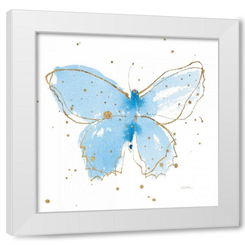 Gilded Butterflies III White Modern Wood Framed Art Print by Novak, Shirley