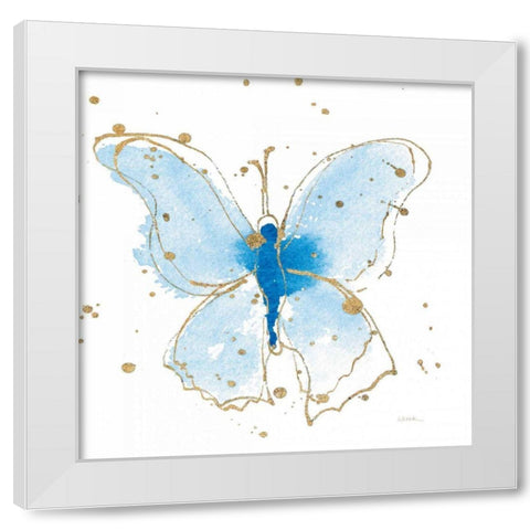 Gilded Butterflies V White Modern Wood Framed Art Print by Novak, Shirley
