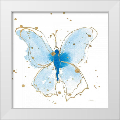 Gilded Butterflies V White Modern Wood Framed Art Print by Novak, Shirley
