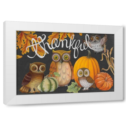 Harvest Owl III White Modern Wood Framed Art Print by Urban, Mary