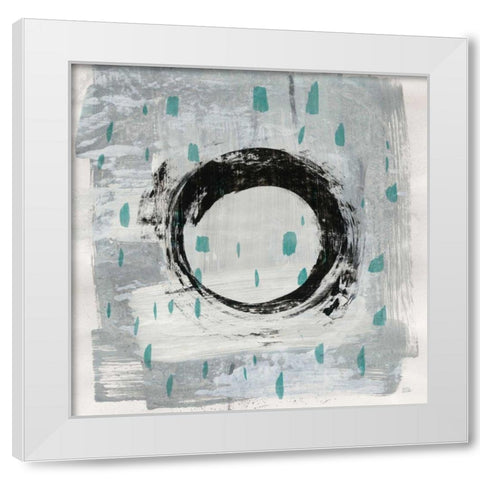 Zen Circle I Crop with Teal White Modern Wood Framed Art Print by Averinos, Melissa