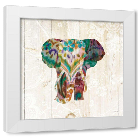 Boho Paisley Elephant III White Modern Wood Framed Art Print by Nai, Danhui