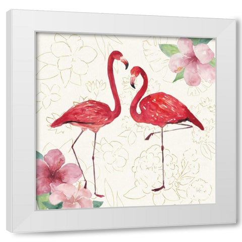 Tropical Fun Bird IV with Gold White Modern Wood Framed Art Print by Sussman, Harriet
