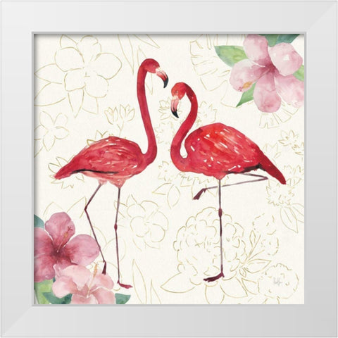 Tropical Fun Bird IV with Gold White Modern Wood Framed Art Print by Sussman, Harriet