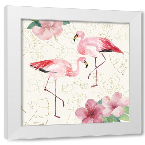Tropical Fun Bird V with Gold White Modern Wood Framed Art Print by Sussman, Harriet