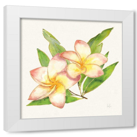 Tropical Fun Flowers I with Gold White Modern Wood Framed Art Print by Sussman, Harriet