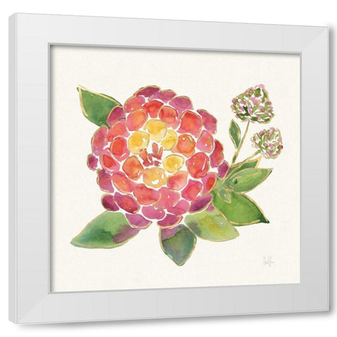 Tropical Fun Flowers II with Gold White Modern Wood Framed Art Print by Sussman, Harriet