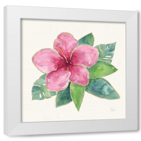 Tropical Fun Flowers III with Gold White Modern Wood Framed Art Print by Sussman, Harriet