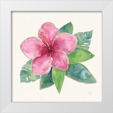 Tropical Fun Flowers III with Gold White Modern Wood Framed Art Print by Sussman, Harriet