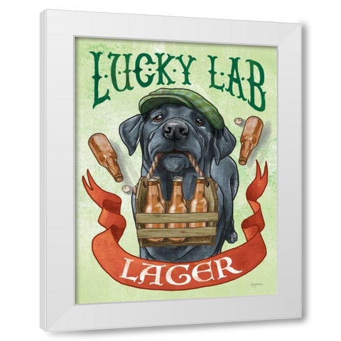 Beer Dogs V White Modern Wood Framed Art Print by Urban, Mary