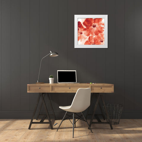 Seashell Cosmos I Red and Orange White Modern Wood Framed Art Print by Paschke, Chris