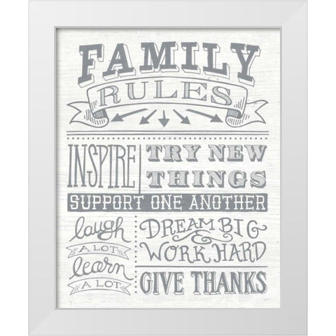 Family Rules II Gray Words White Modern Wood Framed Art Print by Urban, Mary