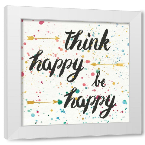 Think Happy II White Modern Wood Framed Art Print by Aiken, Jess