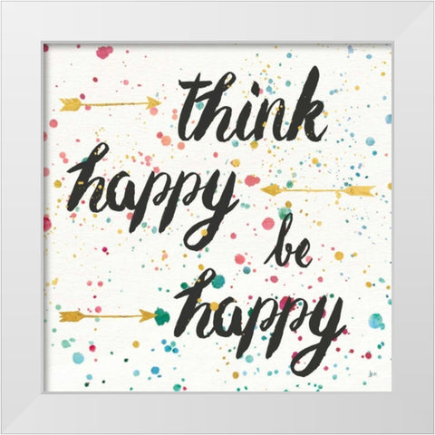 Think Happy II White Modern Wood Framed Art Print by Aiken, Jess