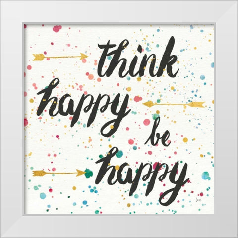 Think Happy II White Modern Wood Framed Art Print by Aiken, Jess