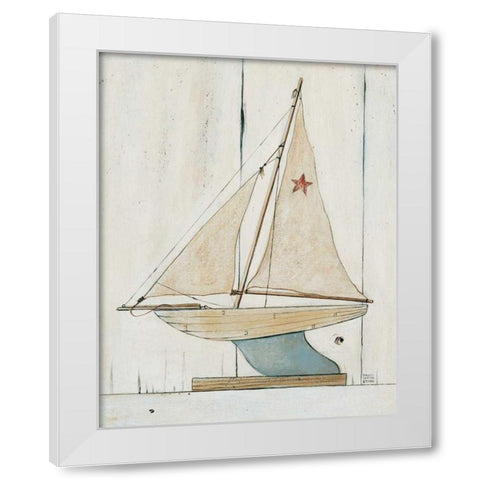Pond Yacht II White Modern Wood Framed Art Print by Brown, David Carter