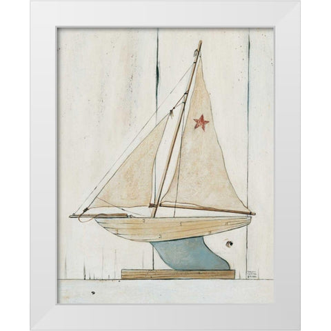 Pond Yacht II White Modern Wood Framed Art Print by Brown, David Carter