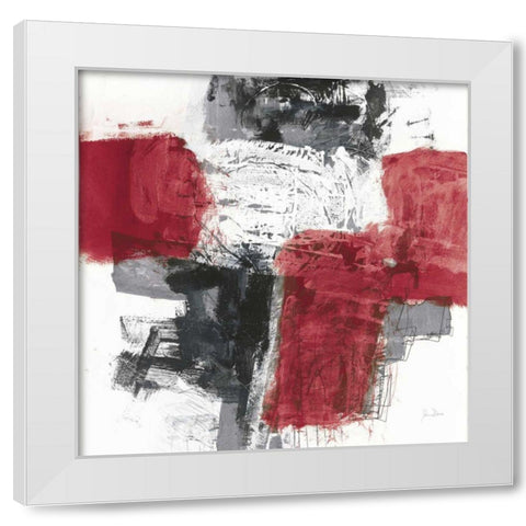 Action I Red Black Sq White Modern Wood Framed Art Print by Davies, Jane