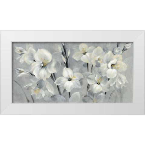 Flowers on Gray White Modern Wood Framed Art Print by Vassileva, Silvia