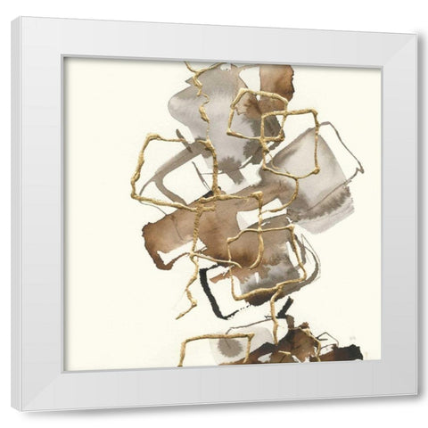 Gold Squares I White Modern Wood Framed Art Print by Paschke, Chris