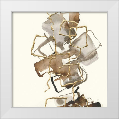 Gold Squares I White Modern Wood Framed Art Print by Paschke, Chris