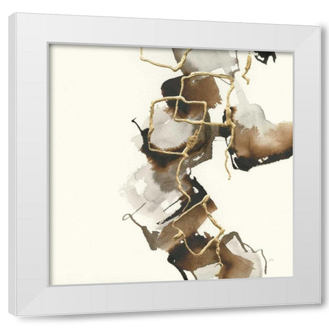 Gold Squares II White Modern Wood Framed Art Print by Paschke, Chris