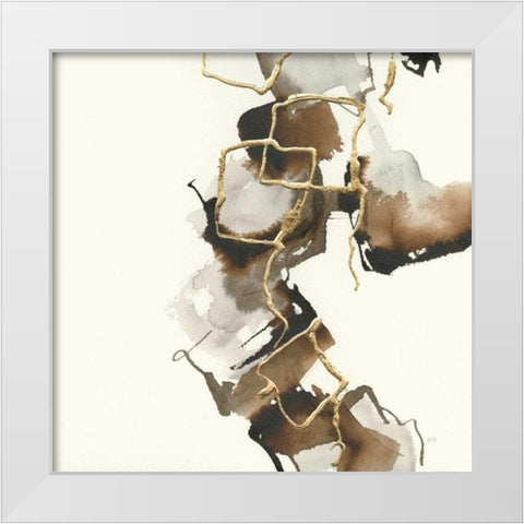 Gold Squares II White Modern Wood Framed Art Print by Paschke, Chris