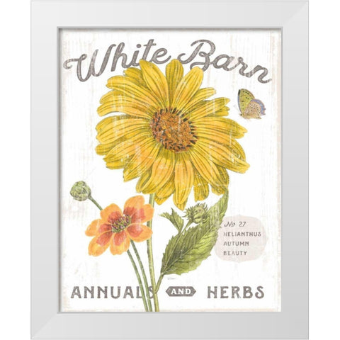 White Barn Flowers I White Modern Wood Framed Art Print by Schlabach, Sue