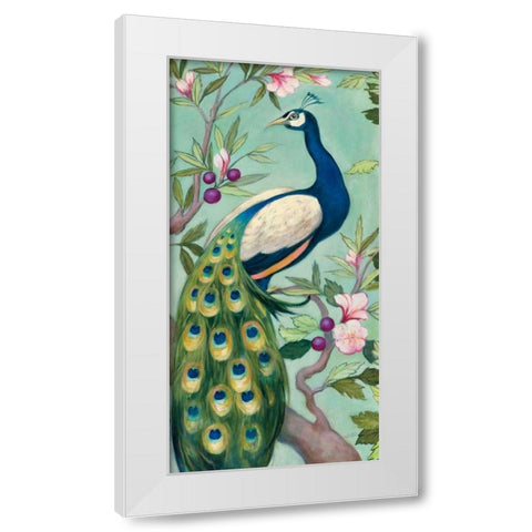 Pretty Peacock II White Modern Wood Framed Art Print by Purinton, Julia