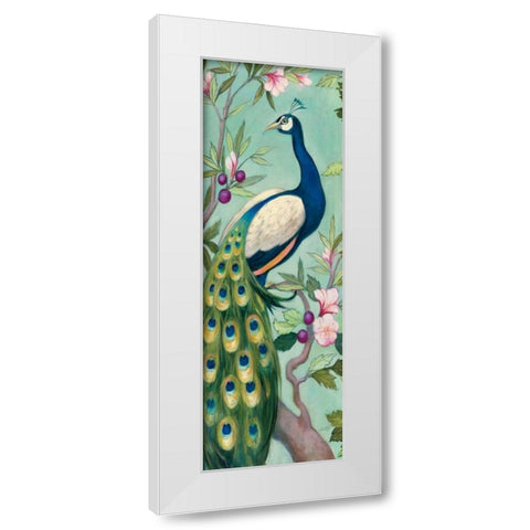 Pretty Peacock II Crop White Modern Wood Framed Art Print by Purinton, Julia