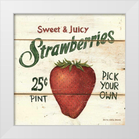 Sweet and Juicy Strawberries White Modern Wood Framed Art Print by Brown, David Carter
