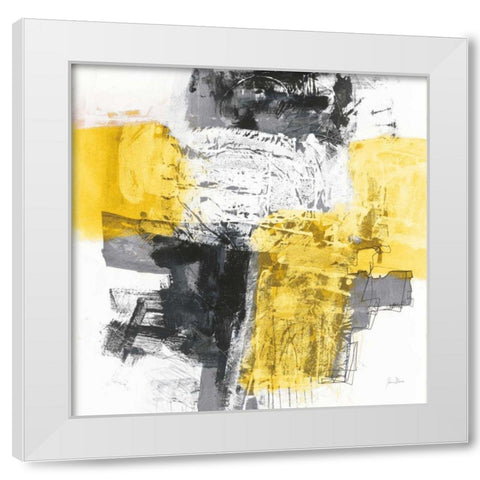 Action I Yellow and Black Sq White Modern Wood Framed Art Print by Davies, Jane