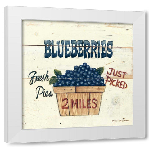 Blueberries Just Picked White Modern Wood Framed Art Print by Brown, David Carter