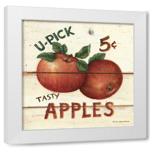 U-Pick Apples White Modern Wood Framed Art Print by Brown, David Carter