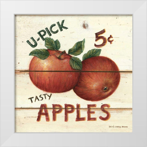 U-Pick Apples White Modern Wood Framed Art Print by Brown, David Carter