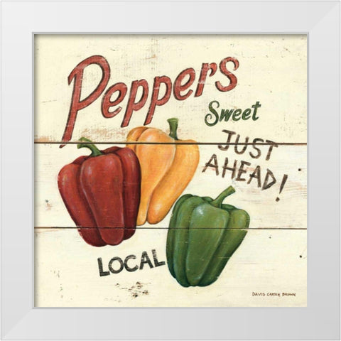 Sweet Peppers White Modern Wood Framed Art Print by Brown, David Carter
