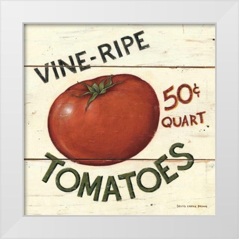 Vine Ripe Tomatoes White Modern Wood Framed Art Print by Brown, David Carter