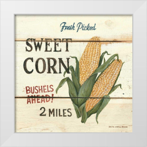FreshPicked Sweet Corn White Modern Wood Framed Art Print by Brown, David Carter