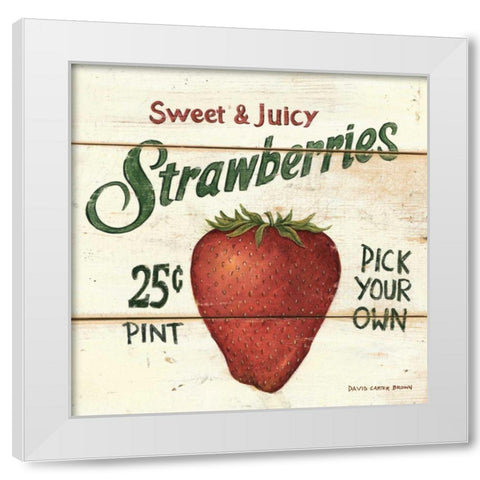 Sweet and Juicy Strawberries White Modern Wood Framed Art Print by Brown, David Carter