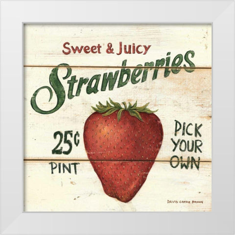 Sweet and Juicy Strawberries White Modern Wood Framed Art Print by Brown, David Carter
