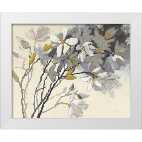 Magnolias Yellow Gray White Modern Wood Framed Art Print by Novak, Shirley