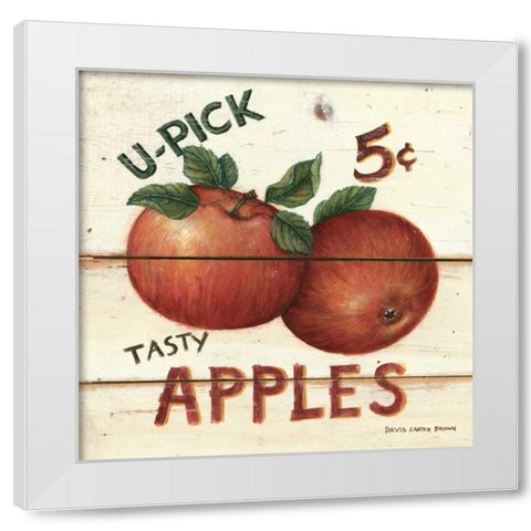 U-Pick Apples White Modern Wood Framed Art Print by Brown, David Carter