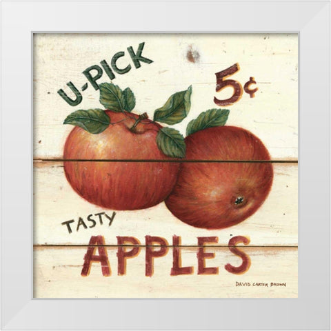 U-Pick Apples White Modern Wood Framed Art Print by Brown, David Carter