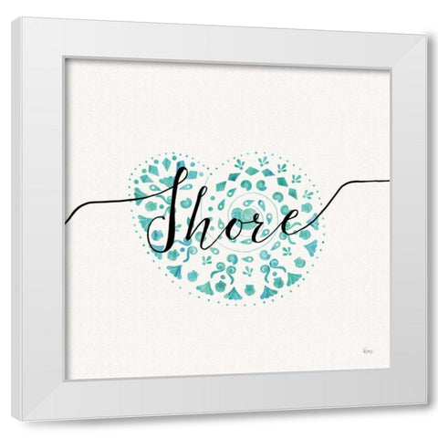 Sea Charms IV Teal White Modern Wood Framed Art Print by Charron, Veronique
