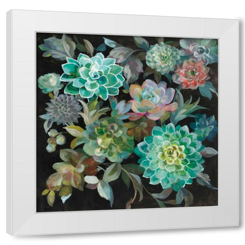 Floral Succulents White Modern Wood Framed Art Print by Nai, Danhui